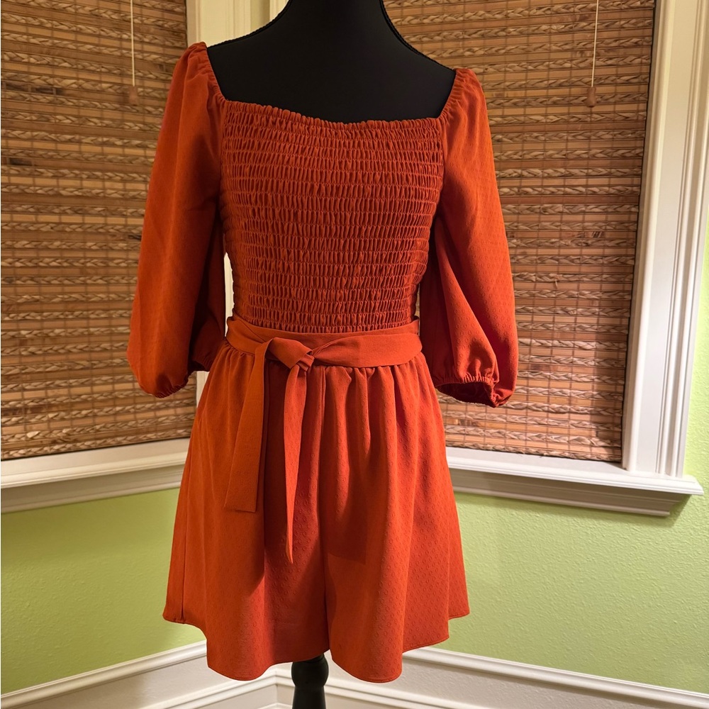 BCBGeneration Rust Smocked Top